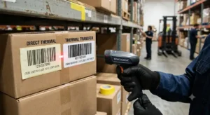perbandingan label direct thermal dan thermal transfer pada operasional gudang