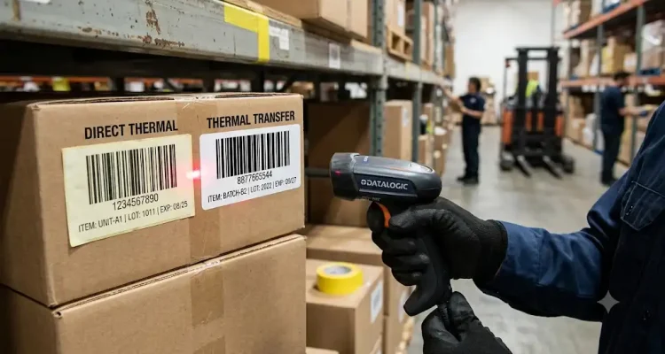 perbandingan label direct thermal dan thermal transfer pada operasional gudang