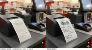 struk thermal yang memudar akibat penggunaan printer yang tidak sesuai