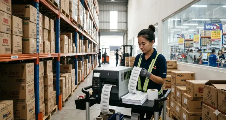 printer label barcode digunakan di gudang dan retail