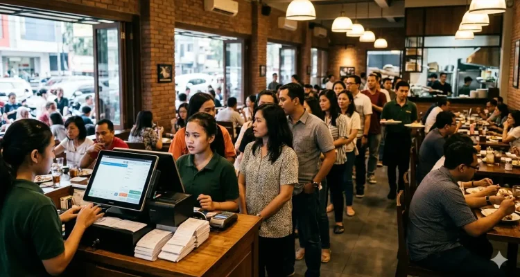 antrian panjang di restoran F&B dan solusi sistem terintegrasi