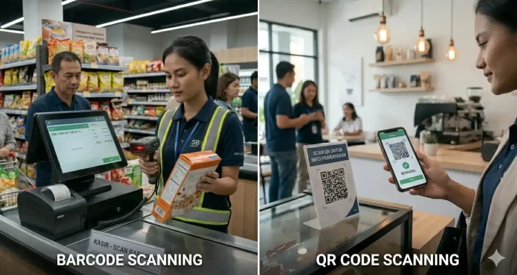perbandingan QR code dan barcode untuk sistem bisnis modern